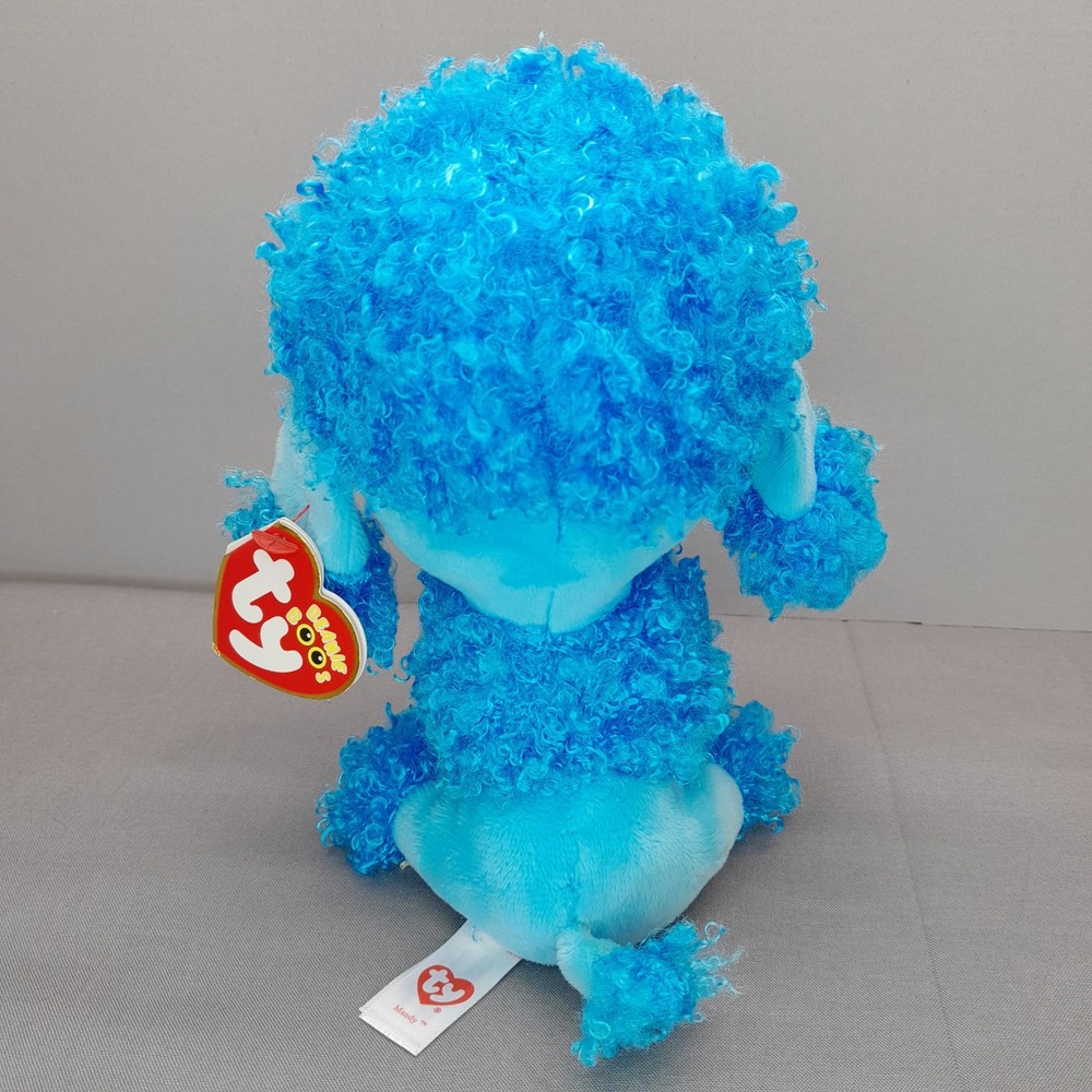 Ty Beanie Boos Mandy Blue Poodle Plush Stuffed Animal Glitter Eyes 6 inch NWT - Picture 5 of 8
